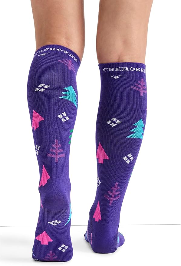 Cherokee Women's 10-15mmHg Compression Socks – Fun Print Knee Highs with Light Support, Soft Feel - PRINTSUPPORT