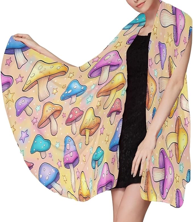 Microfiber Beach Towel - Sand Free Towels Quick Dry, Light Weight, Absorbent for Pool, Travel, Camping Essentials, Oversized Extra Large for Adults 110x78 in, Colorful Mushroom Star Print