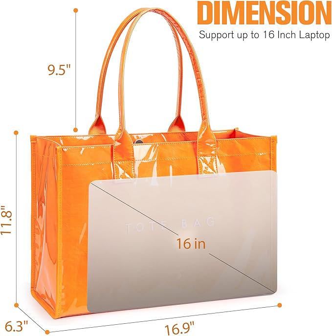 KALIDI PVC Tote Bag Women’s Kraft Paper Work Handbags Purses with Top Handle