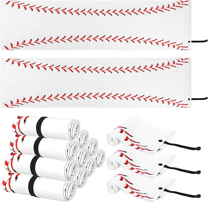 12 Pcs Mini Baseball Cooling Towel with Snap Loop, 30" x 9" Cooling Towel for Neck and Face Breathable Chilly, Microfiber Sport Rags for Baseball Team Gift, Cold Sweat Rag for Sport