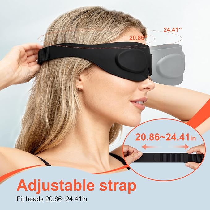 TSYL Sleep Eye Mask for Travel: Fully Silicone 3D Contoured Sleeping Masks, Relieves Dry Eyes, Super Soft Lightweight Design for Side Sleepers, Blackout Women Eye Covers for Sleeping
