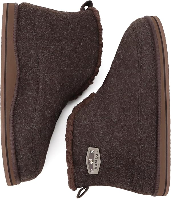KuaiLu Mens House Slippers Booties Cozy Memory Foam Boots Warm Plush Lining Winter Felt Home Bedroom Slipper Socks Indoor Outdoor Non-Slip Shoes