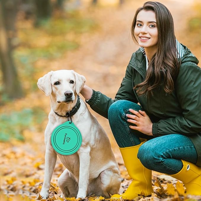 Portable Collapsible Dog Bowl, Food Grade Silicone, Large Capacity, Easy to Wash - Ideal for Outdoor Camping and Hiking, Suitable for Dogs, Cats, and Pets (Green)
