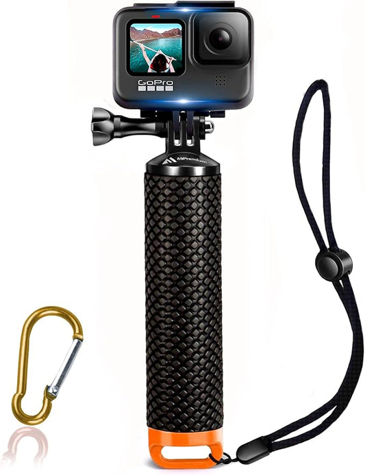 Floating Hand Grip Waterproof Monopod for GoPro Hero 13 12 11 10 9 8 7 6 5 4 3+ Session Black Silver Action Camera Handler & Handle Mount Accessories for Underwater Snorkeling & Water Sports (Orange)