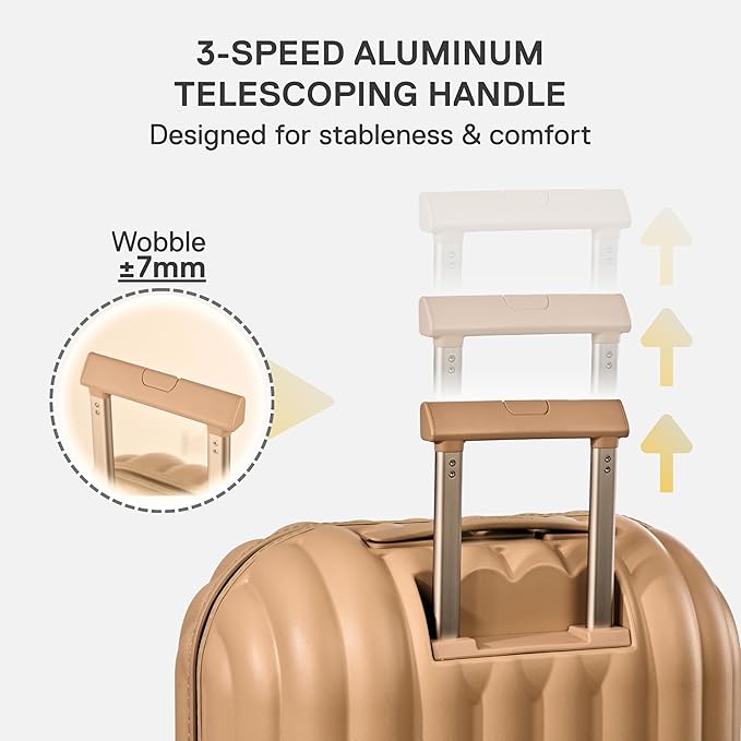 artrips Carry On Luggage 20 Inch for Business Travel & Short Trips, Italian-Inspired Lightweight Hard Shell Suitcase, German PC Matte Shell, Airline Approved, TSA Lock, Brown