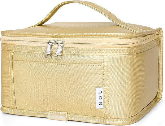 NOL Natural Organic Lifestyle Small Lunch Bag Mini Lunch Box Insulated Lunch Bag for Men/Women Leakproof Cooler Tote Bag Lightweight Nylon Waterproof Lunch Box For Work,Gold