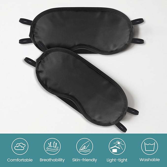 20 PCS Sleep Eye Masks Blindfolds - Light-Tight with Nose Pad & Adjustable Strap, Bulk Comfortable Breathable Party Supplies for Team Building Travel, Black Eye Cover for Women Men