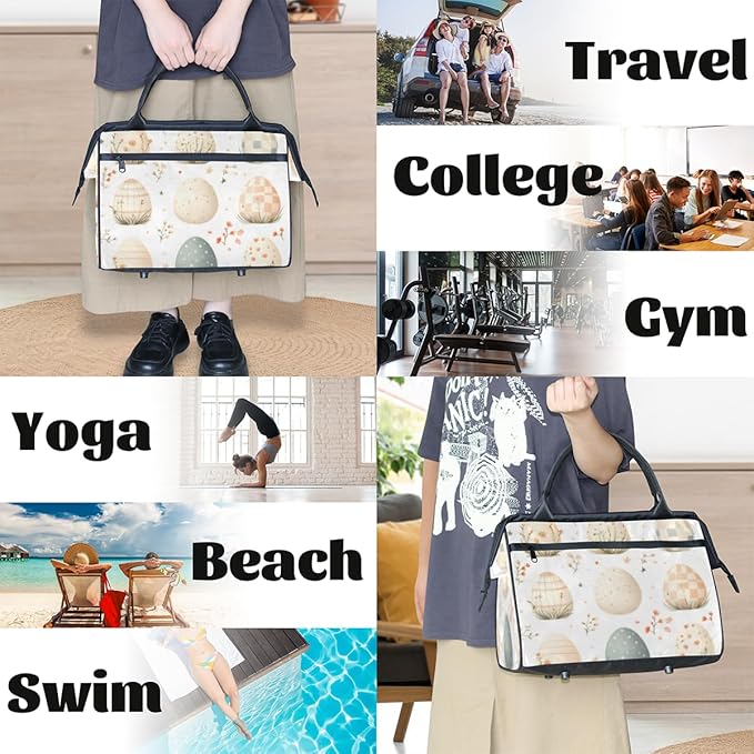 Funny Easter Overnight Weekender Bag for Women Men Travel Duffel Bags Waterproof Luggage Carry on Sports Yoga Gym Bag