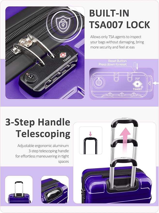 Tolino Carry on Luggage 22x14x9 Airline Approved-20 Inch Hardside Suitcase with Wheels TSA Lock, PC+ABS Lightweight Carry ons Suitcases for Women and Men