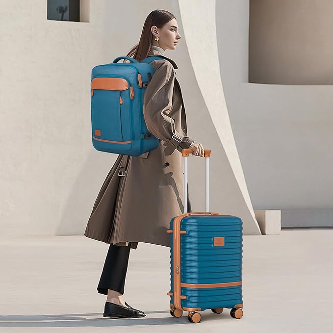 Joyway Expandable Carry on Luggage Sets Airline Approved, Lightweight Hard Shell 20 Inch Carry-on Suitcase with Spinner Wheels (Carry on luggage，Blue)
