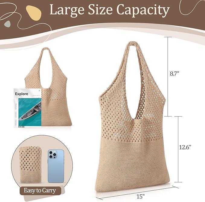 Trifabricy Beach Bags for Women, Summer Straw Beach Bag Straw Purse Shoulder Handbags Large Beach Tote for Summer Vacation