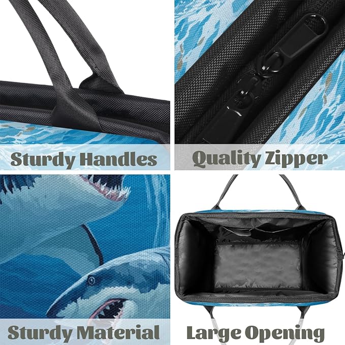 Underwater Shark Travel Duffel Bag, Waterproof Sports Gym Duffle Bag, Large Capacity Weekender Carry On Overnight Bags for Women Men