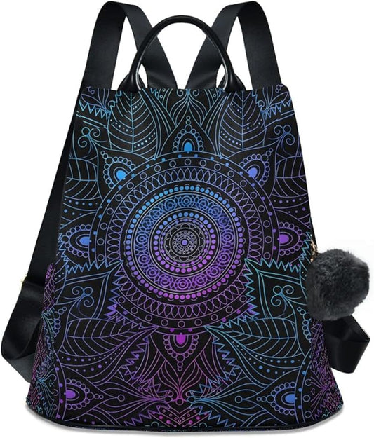ALAZA Boho Mandala Ethnic Bohemian Backpack Purse for Women Anti Theft Fashion Back Pack Shoulder Bag