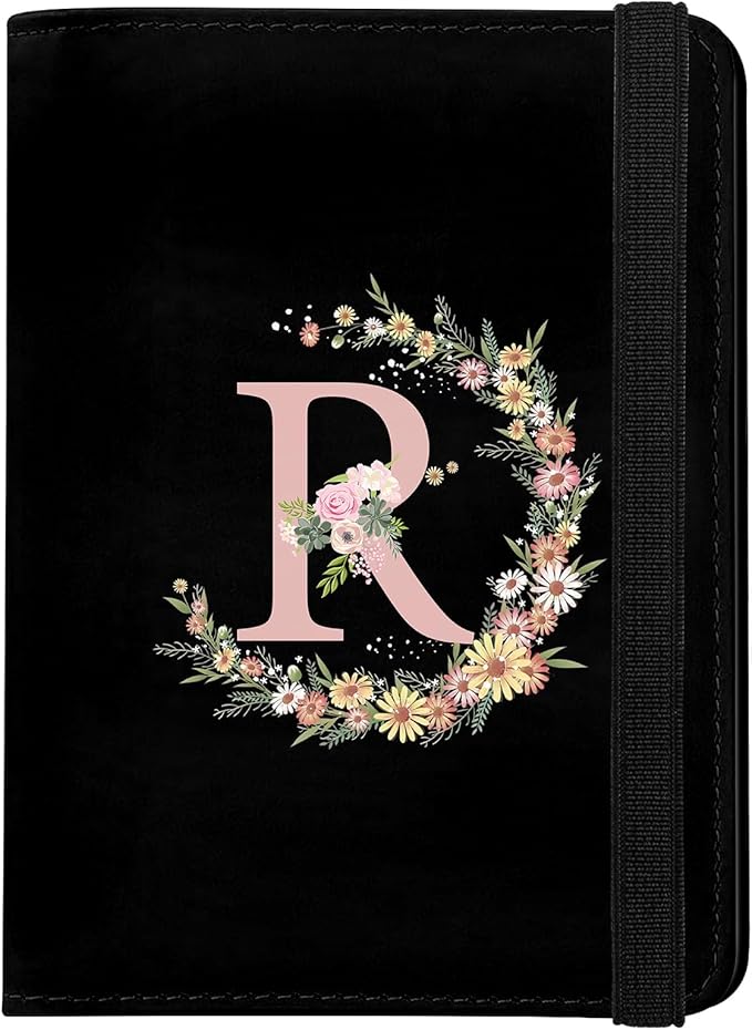 Cute Passport Holder and Holder Combo Passport Cover with RFID Blocking Women Men Compatible Wallet Credit Card Protector (Black-R)