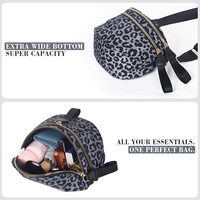 Bum Bag Crossbody Bag for Women | Spacious Bum Bags | Nylon Crossbody Fanny Packs | Leopard Purse Belt Wallet (Color Bum Bag-Grey Leopard)