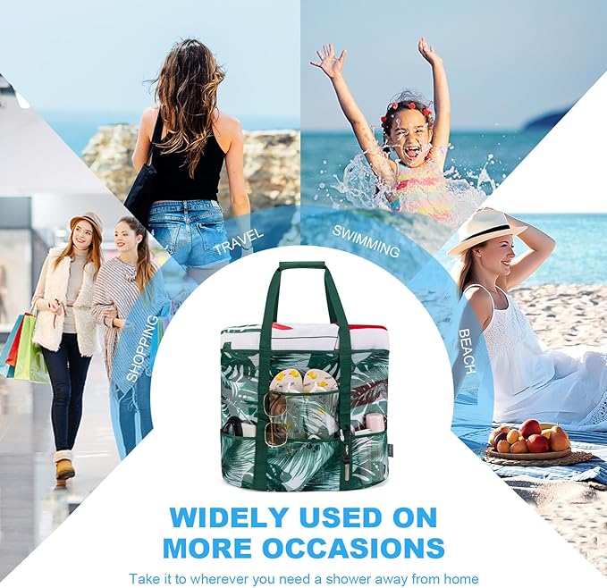 KABAQOO Mesh Beach Bag, Extra Large Beach Bags with 9 Pockets & Zipper Waterproof Lightweight Beach Tote for Beach/Pool Trip | Extra Large, 9 Pockets, Zipper, Waterproof, Lightweight, Beach/Pool Trip
