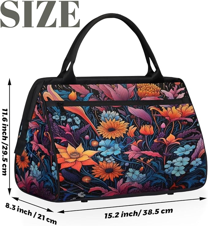 Rustic Flower Overnight Weekender Bag for Women Men Travel Duffel Bags Waterproof Luggage Carry on Sports Yoga Gym Bag