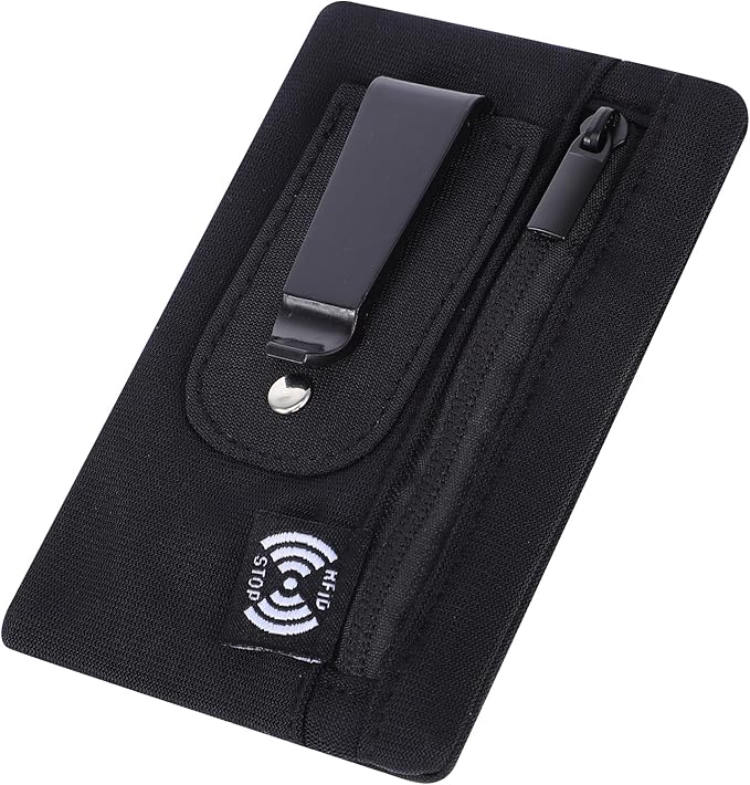 RFID Blocking Clip Stash Pocket Travel Wallet Blocking Clip Pocket Compact Hidden Belt Pouch Slim Cash Card Holder Ultra Thin Anti-Theft Travel Pouch with Credit Card Slots for Women Men