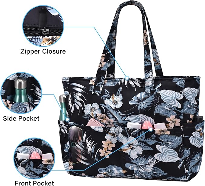 oscaurt Beach Bags for Women Large Waterproof Sandproof Beach Tote Swim Pool Bag with Zipper for Travel Vacation Essentials