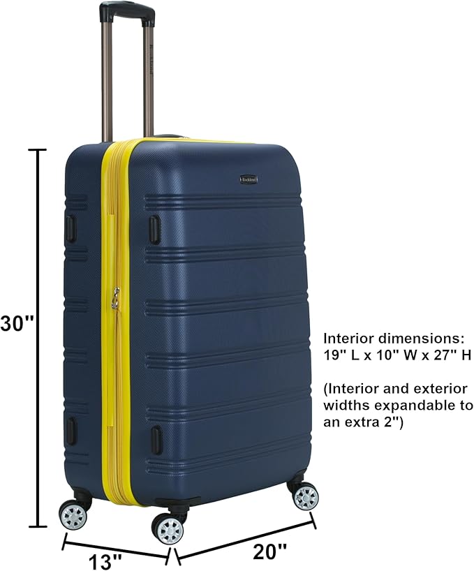 Rockland Melbourne Hardside Expandable Spinner Wheel Luggage, Green, Checked-Large 28-Inch (F1603-GREEN)