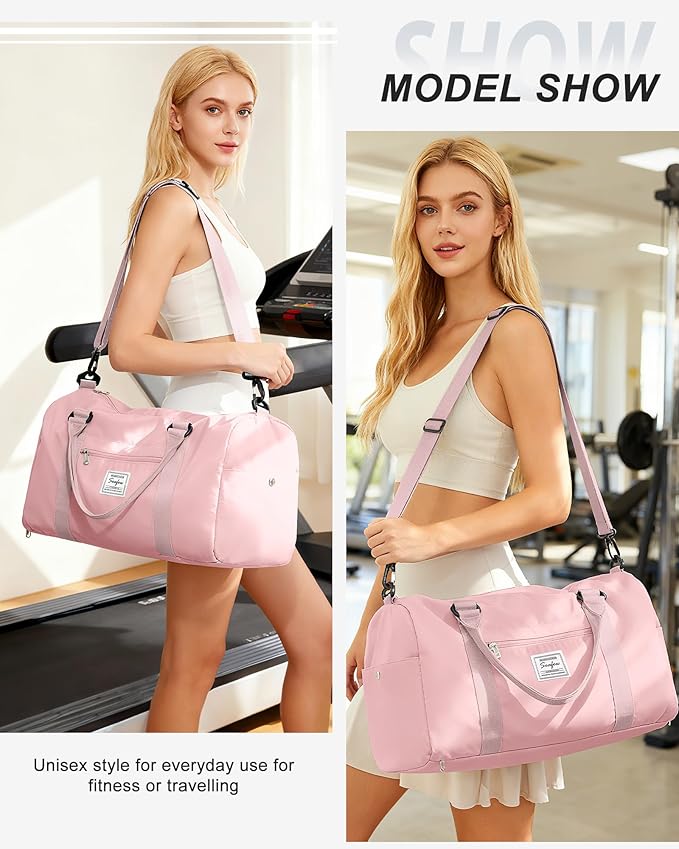 Gym Bag Womens Mens with Shoes Compartment and Wet Pocket Travel Duffel Bags for Women for Plane Sport Gym Tote Bags Swimming Yoga Small Waterproof Weekend Overnight Carry on Bag Hospital Holdalls