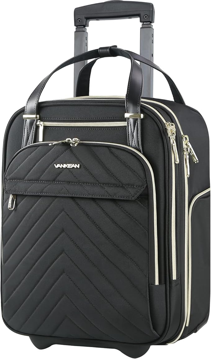 VANKEAN Carry On Underseat 16-inch Multi-functional Underseater Lightweight Overnight Suitcase with Wheels, Roller Case for Men Women Travel Business