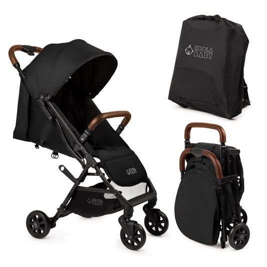 Lightweight Travel Stroller for Baby & Toddlers - Easy Fold & Compact Stroller for Airplane with Canopy, Storage Basket, Multi-Position Recline & Convenient One-Hand Fold, Travel Bag Included (Black)