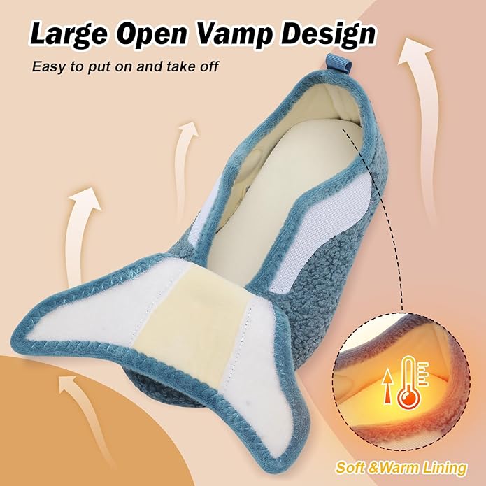 BARERUN Slippers for Women Men Wide House Diabetic Shoes for Women Men Warm Arthritis Edema Swollen Neuropathy Socks Slip on Adjustable Fuzzy Comfy Soft Womens Mens Bedroom Sliipers