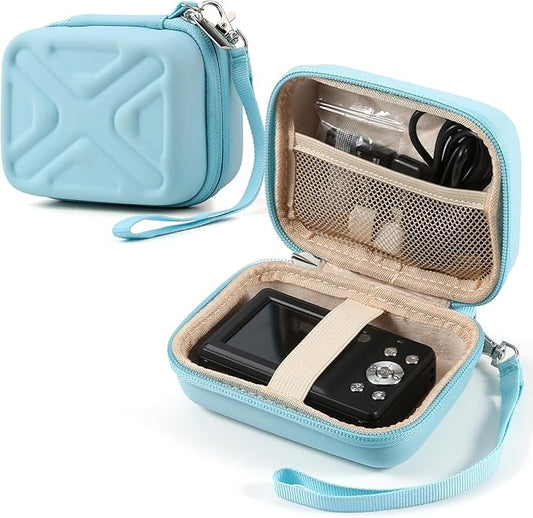 Digital Camera Case for AbergBest 21 Mega Pixels 2.7" LCD Rechargeable HD/Kodak Pixpro/Canon PowerShot ELPH 180/190/Sony DSCW800/DSCW830 Cameras, Travel Carrying Protective Case for Camera- Lightblue