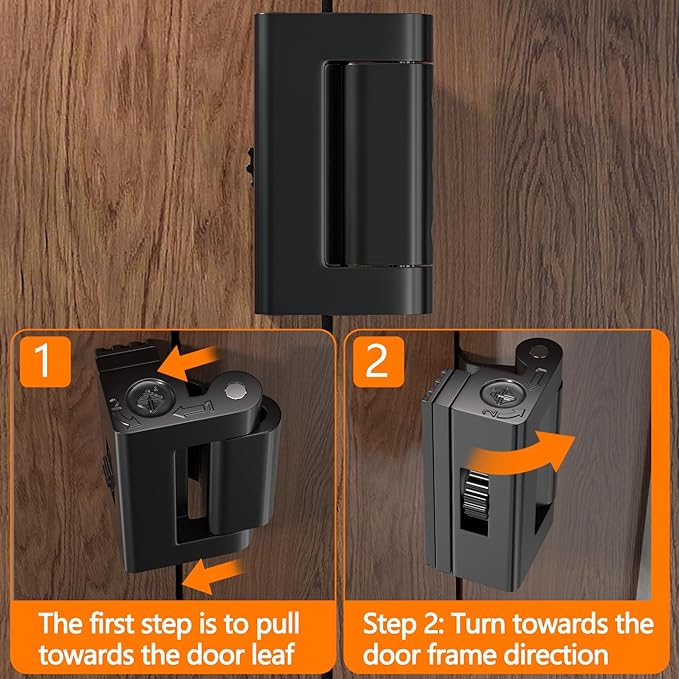 Adjustable Heavy Duty Zinc Alloy Portable Door Lock,Security Device for Enhanced Safety,for Home,Hotels,Travel,Apartments Prevents Unauthorized Entry,No Drill (1, Black)