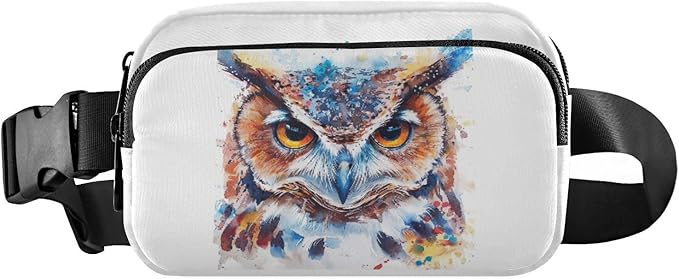 Watercolor Owl Fanny Pack for Women Men Water Resistant Fashion Waist Packs with Adjustable Strap Belt Bag for Travel Workout Jogging Hiking 21220095