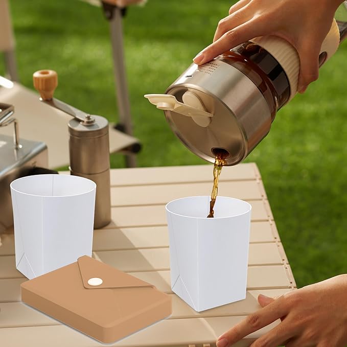 Silicone Collapsible Cups for Camping Travel, Folding Camping Cup for Outdoor Hiking Picnic, Portable Odorless BPA Free Mug-250ml (Khaki)