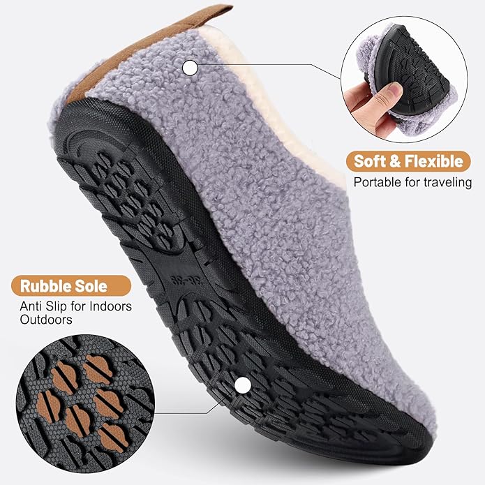 Ultrafun House Slippers for Women Men Slip on Barefoot Slippers Socks Soft Lightweight Rubble Sole House Shoes Indoor/Outdoor