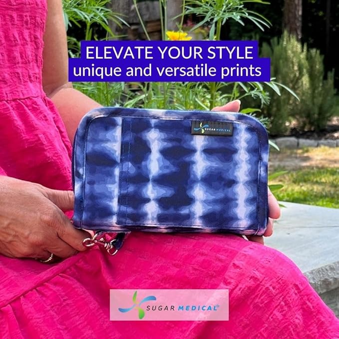 Sugar Medical Diabetes Supply Case | Medical Supplies Travel Bag | Glucose Meter Organizer | Diabetic Care Products | Glucometer Kit (Blue Tie Dye)