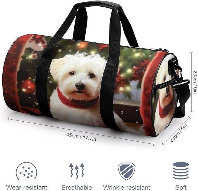 Sports Gym Bag for Women Men Travel Duffel Bag Tote Weekender Bag Christmas Dog Carry on Overnight Bag for Travel Swimming Fitness Workout Sports Duffle Bag