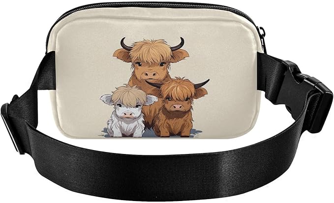 Highland Cow Highscottish Cattle Fanny Pack for Women Men Water Resistant Fashion Waist Packs with Adjustable Strap Belt Bag for Travel Workout Jogging Hiking 21218013