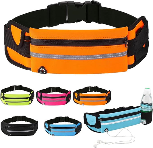 Anti-Theft Invisible Waist Bag, Travel Belt Money Waist Pack, Outdoor Sports Waist Bag with Water Bottle Strap (Orange)
