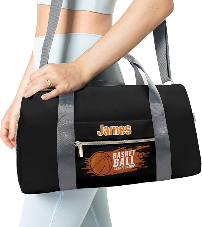Personalized Tactical Gym Bag For Men，Custom Travel Duffel Bag with Name，Sports Workout Travel Bag with Shoes Compartment-Basketball 4