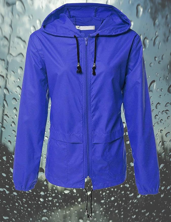 Avoogue Raincoat Women Lightweight Waterproof Rain Jackets Packable Outdoor Hooded Windbreaker