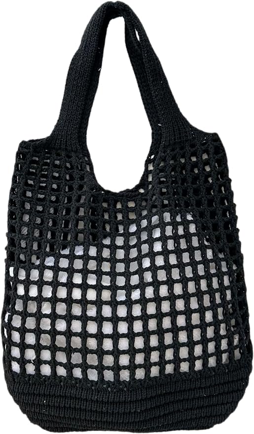 ENBEI Women Foldable Beach Tote, Washable Lightweight Beach Bag, Eco-Friendly Knit Shoulder Purse for Travel/Shopping/Gifts