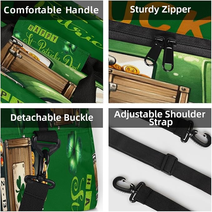 Travel Duffle Bag for travel duffle bag sports Girls Boys Kids St Patrick's Day Truck Lightweight Overnight Sleepover Weekender Bags Small Dance Gym Sport Bag Teens Carry-On Size Workout Bag