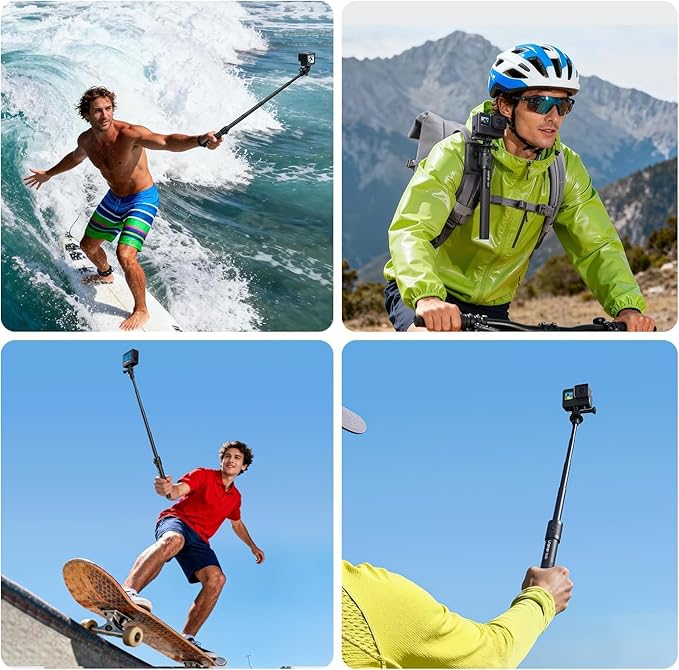 ULANZI VL04 Invisible Selfie Stick ClipMate - 44.88" Extension Pole with Universal 1/4" Mount & ARRI Pins, Compatible with Insta360 X5/GoPro Hero 13-5/DJI OSMO Pocket 3/Xtra,Action Camera Tripod Pole