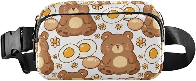 Kawaii Bear Fried Eggs Fanny Pack for Women Men Water Resistant Fashion Waist Packs with Adjustable Strap Belt Bag for Travel Workout Jogging Hiking 21219068