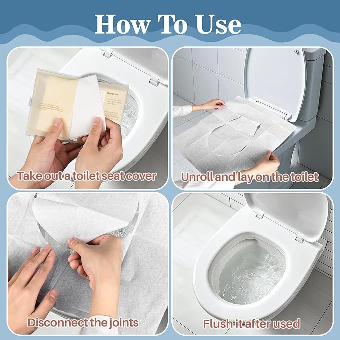 Toilet Seat Covers Disposable Flushable - 10 Pack Portable Travel Toilet Seat Cover, Individually Wrapped Potty Training Covers for Women, Mini Purse Size for Airplane Hotel Camping Bathroom