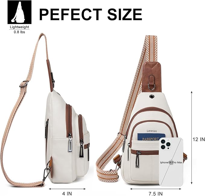 7L Sling Bag for Women Vegan Leather Crossbody Purse Chest Bags Fashionable Trendy Fanny Pack with Travel, Beige