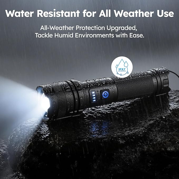 THY TRY Rechargeable LED Flashlight 2-Pack, 90000 High Lumens Super Bright Handheld Flashlights, 5 Modes & Adjustable Focus, High Powered Handheld Flashlight for Home Camping Outdoor Night Work