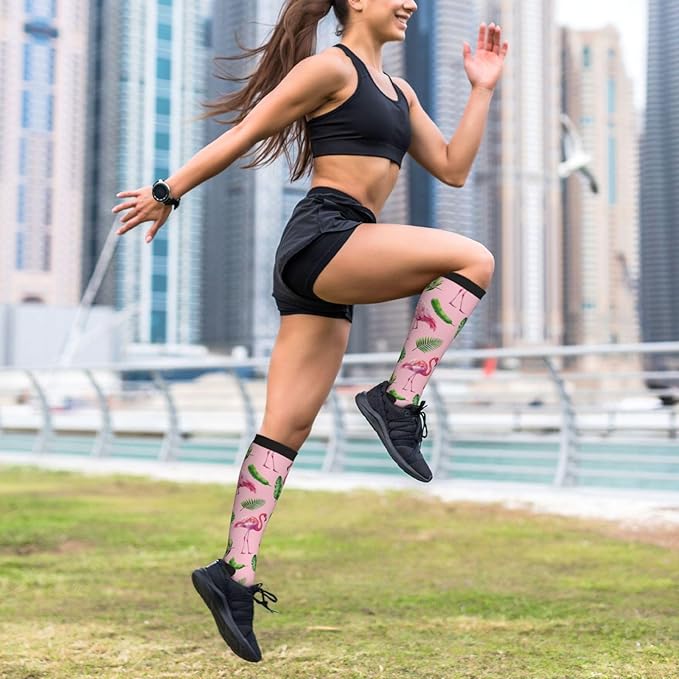 Compression Socks Knee High Circulation Support Socks For Women Men Athletic Running Work Hiking Cycling Travel