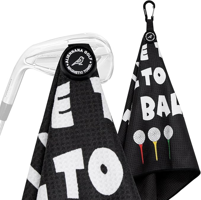 Magnetic Golf Towel, Microfiber Waffle Design with Clip - Industrial Strength Magnet for Strong Hold to Golf Bags, Carts & Clubs (Clean Balls)