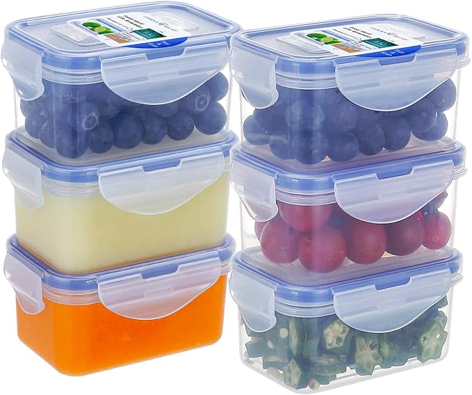 KIGI Multi-Pack Small Plastic Food Storage Containers Set, BPA-Free Plastic, Airtight Lids, Leakproof for Meal Prep, Snack & Lunch, Mini Bento Box, 6 oz / 0.75 Cup, 12 Piece Set