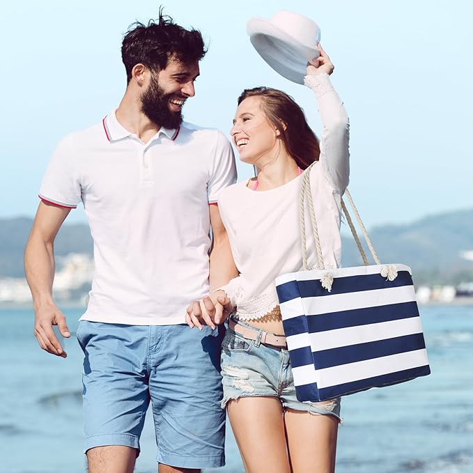 Pleneal Beach Bags For Women - Large Beach Bags with Zipper Waterproof Sandproof Swim Pool Beach Bag